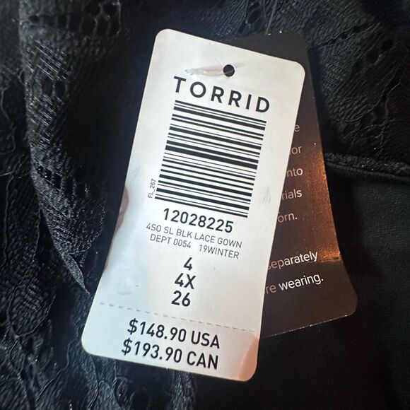 NWTs TORRID Black Lace Gown Sz 4X - Picture 10 of 11